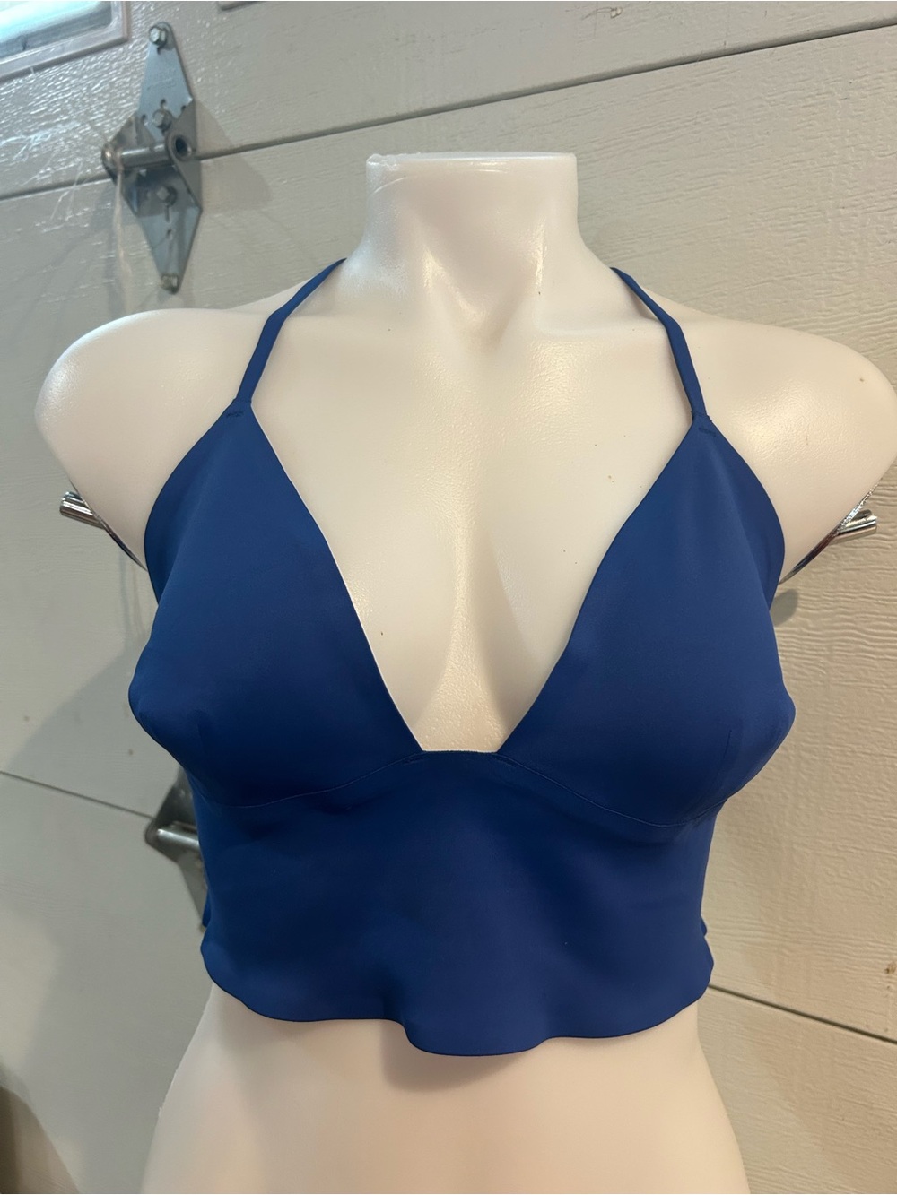Women's Deep V Bralette Crop Top in Royal Blue